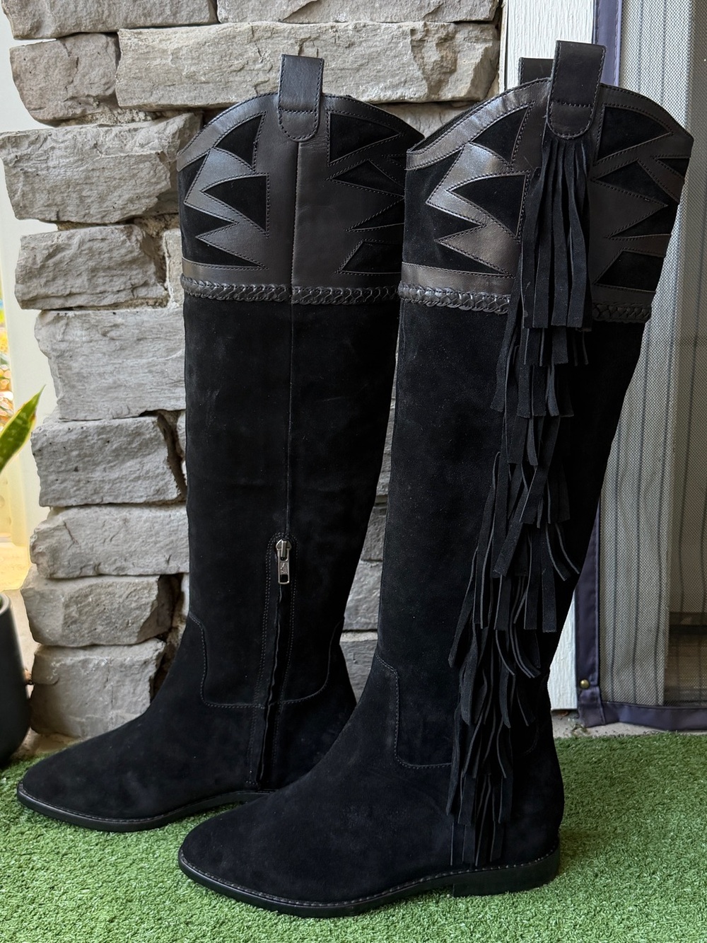 Ash Jezabel Black Suede Fringe Womens Boots